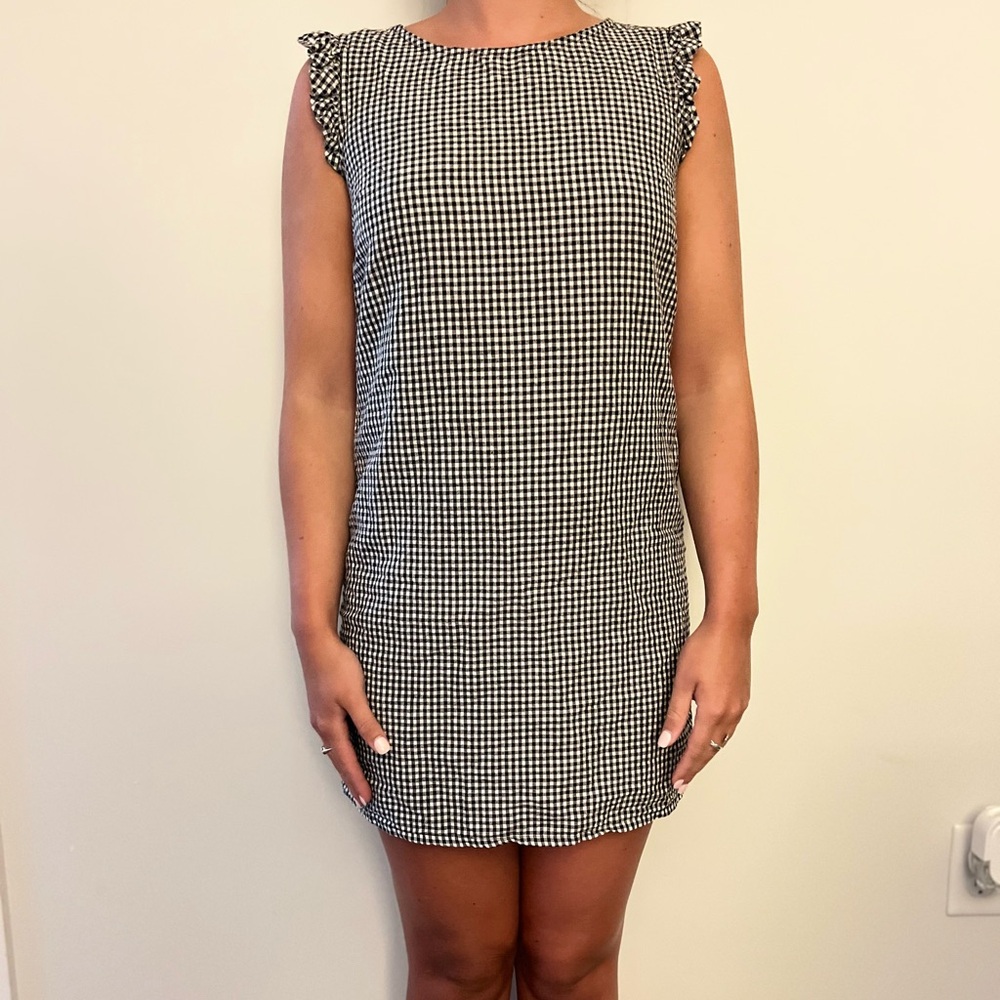 Gingham black & white dress